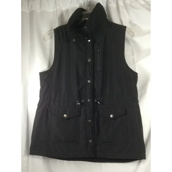 Hannah Brand Women's S Black Sleeveless Snap Close Vest Size Large - Picture 2 of 15